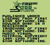 Boulder Dash for Game Boy - Copyright screen.