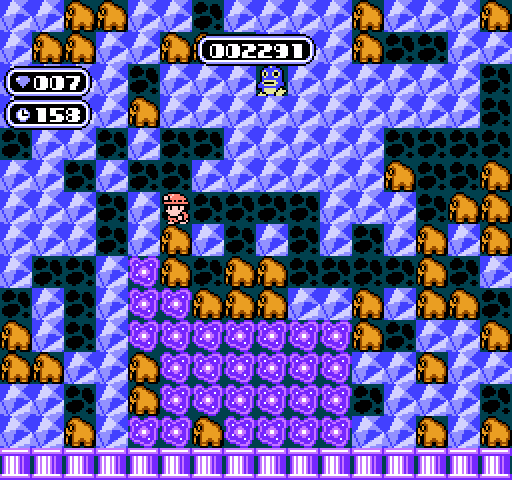 Boulder Dash NES / Famicom Screenshot: Purple slime begins to fill the screen...