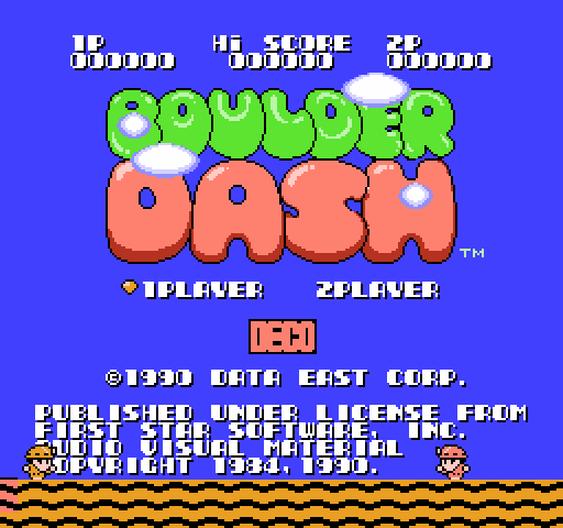 Boulder Dash NES / Famicom Screenshot: Title screen (Japanese version).