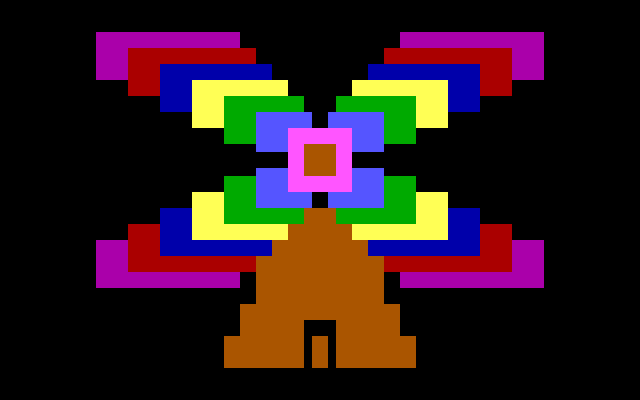 Juggles' Butterfly IBM PC/Compatibles Screenshot: A colorful windmill is created by pressing all of the keys.