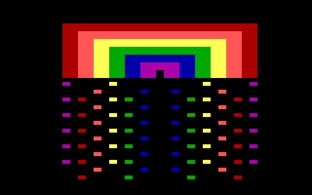 Juggles' Butterfly IBM PC/Compatibles Screenshot: Create a rainbow by pressing the above and below keys.