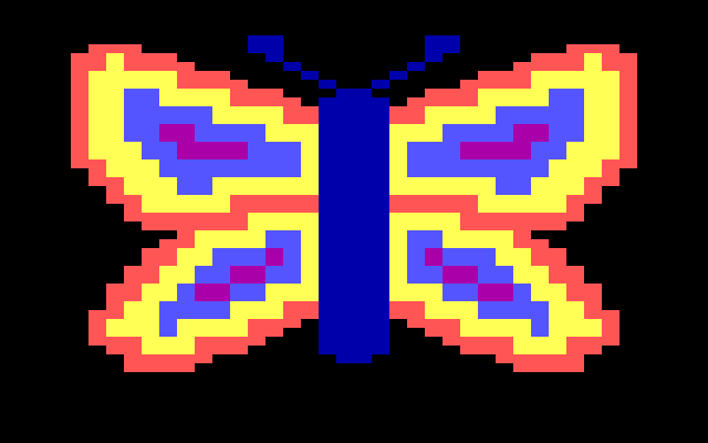 Juggles' Butterfly IBM PC/Compatibles Screenshot: Create a butterfly by pressing keys on the left and right!