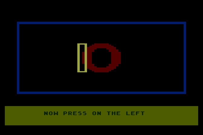 Juggles' Butterfly Atari 8-bit Screenshot: Different graphics, but same objective; press one of the indicated keys.