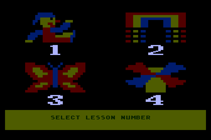 Juggles' Butterfly Atari 8-bit Screenshot: The main menu.