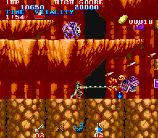 Black Tiger Arcade Screenshot: Round 3 begins.