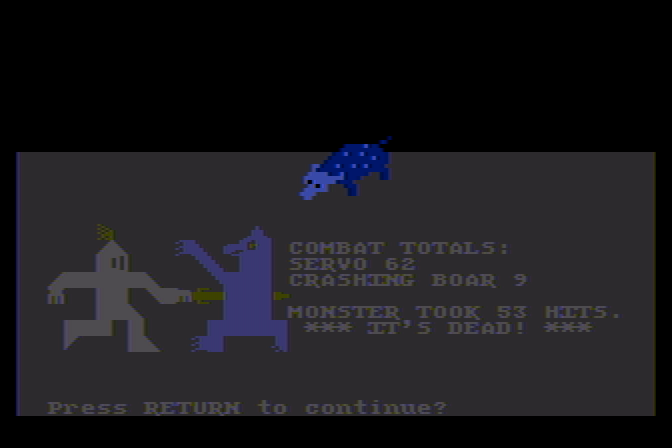 Stone of Sisyphus, The Atari 8-bit Screenshot: We have one dead monster now...