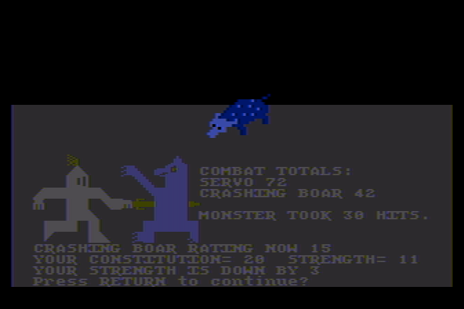 Stone of Sisyphus, The Atari 8-bit Screenshot: The battle ensues...