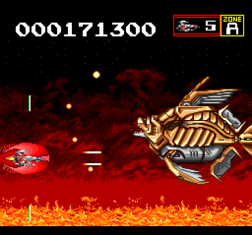 Sagaia TurboGrafx CD Screenshot: The first boss battle begins!