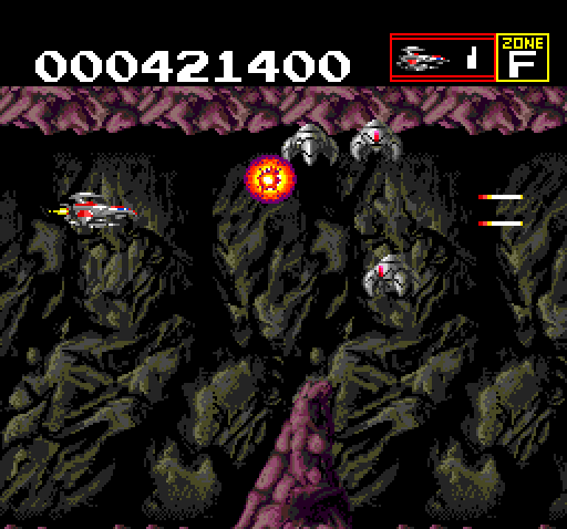 Sagaia TurboGrafx CD Screenshot: Blasting an enemy formation.