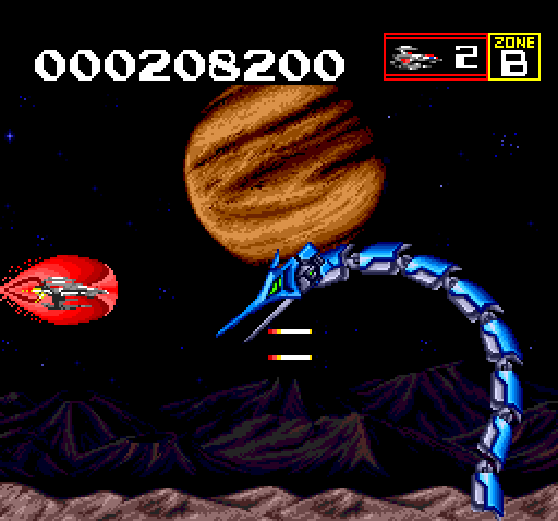 Sagaia TurboGrafx CD Screenshot: Battle with a large snake-like opponent...