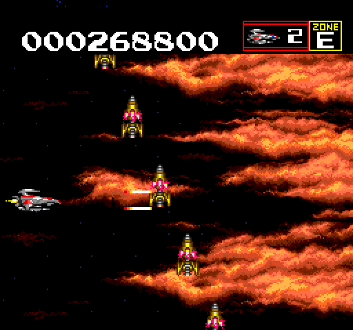Sagaia TurboGrafx CD Screenshot: Don't get hit by missiles in Zone E.