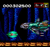 Sagaia for TurboGrafx CD - The end of level boss for Zone C appears...