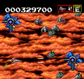 Sagaia for TurboGrafx CD - There's a lot of obstacles to dodge here...