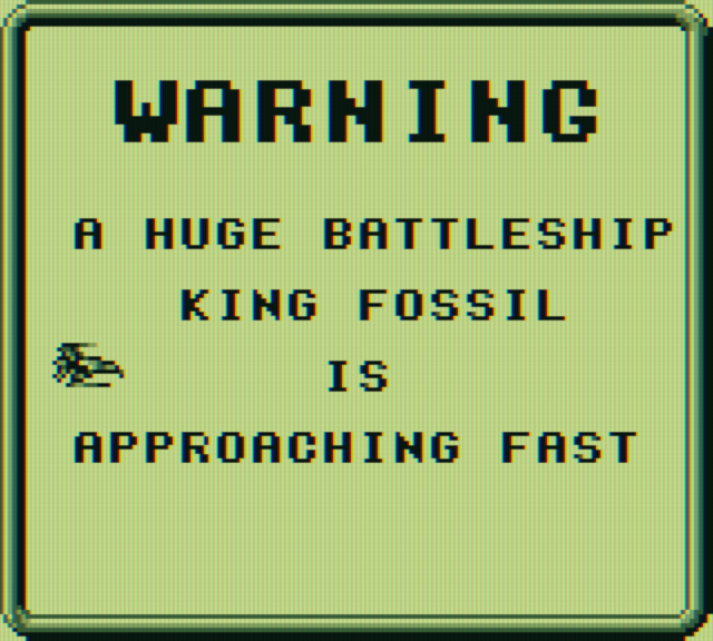 Sagaia Game Boy Screenshot: Warning, a huge battleship is approaching fast!