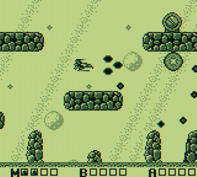 Sagaia Game Boy Screenshot: Don't crash into these platforms...