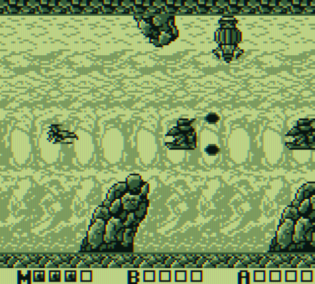 Sagaia Game Boy Screenshot: Zone 3 somewhat resembles the first zone in the original arcade game.