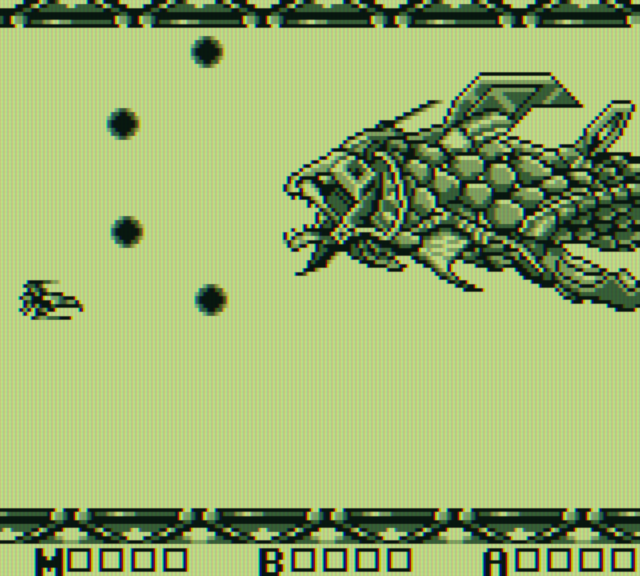 Sagaia Game Boy Screenshot: The battle with King Fossil begins.