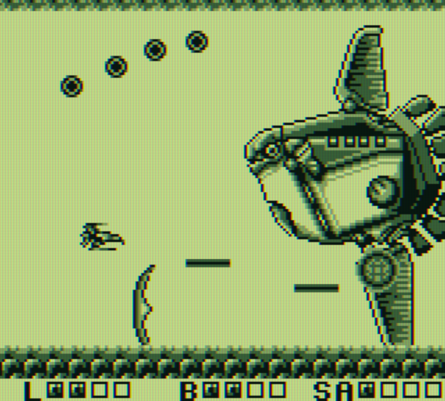Sagaia Game Boy Screenshot: The final boss of Zone 4, Big Merman.