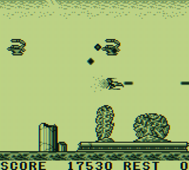 Sagaia Game Boy Screenshot: Blasting through Zone 5.