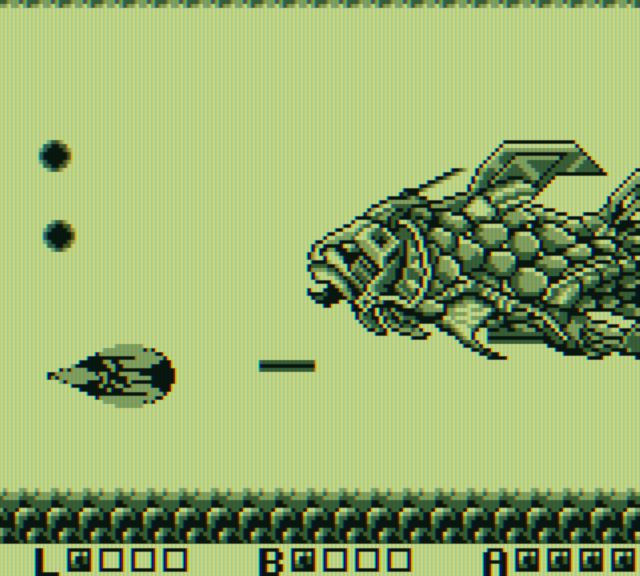 Sagaia Game Boy Screenshot: In Zone 4 there are multiple boss battles!