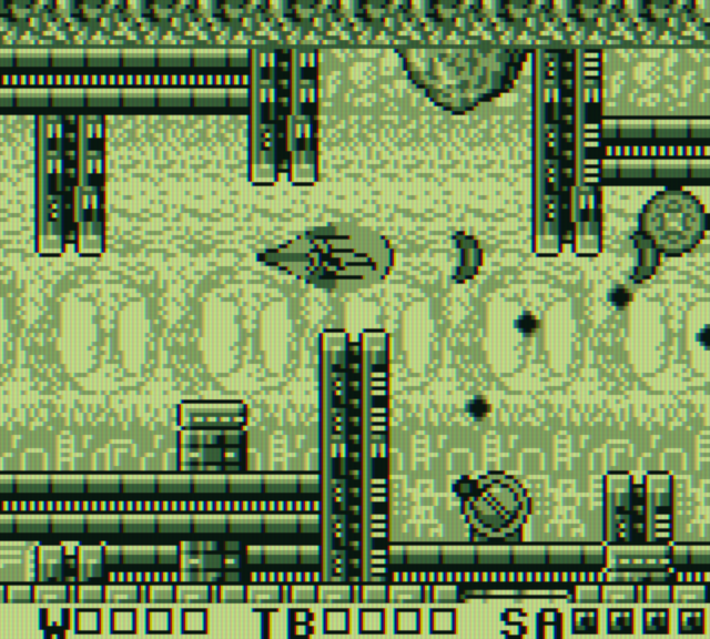 Sagaia Game Boy Screenshot: This zone has narrow passages making it difficult to avoid enemies.