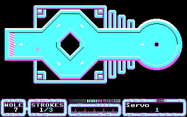 SimulGolf IBM PC/Compatibles Screenshot: Just a simple obstacle in the middle there...