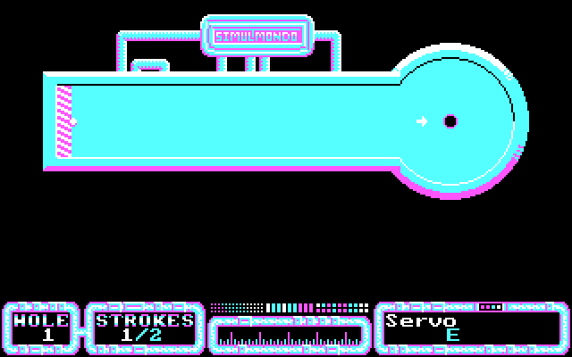 SimulGolf IBM PC/Compatibles Screenshot: Game start with a very straight hole.