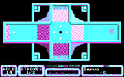 SimulGolf for IBM PC/Compatibles - The hole is at the top of a hill, so correct power on your shot is key!