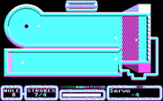 SimulGolf for IBM PC/Compatibles - The wavy, magenta lines represent a hill.