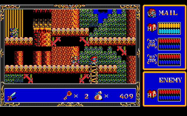 Popful Mail PC-8800 Series Screenshot: Climbing up some ladders...