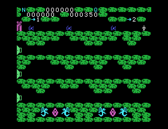 Cavern Quest TI-99/4A Screenshot: Almost to the end of the first stage!