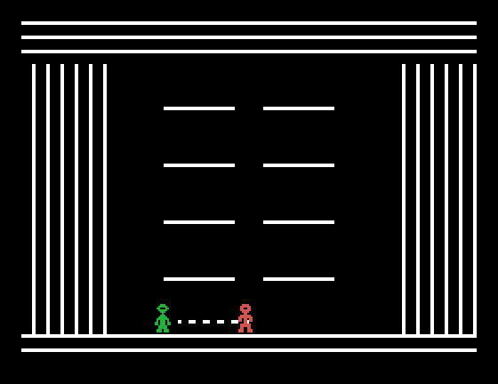 Robot Runner TI-99/4A Screenshot: I wasn't quick enough, and they got me!