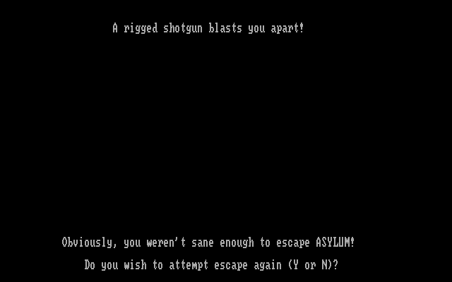 Asylum IBM PC/Compatibles Screenshot: This time a rigged shotgun got me...