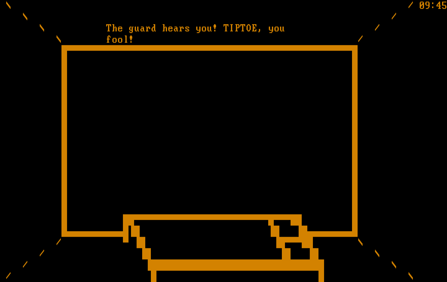 Asylum IBM PC/Compatibles Screenshot: I didn't tiptoe, so the guard caught me.