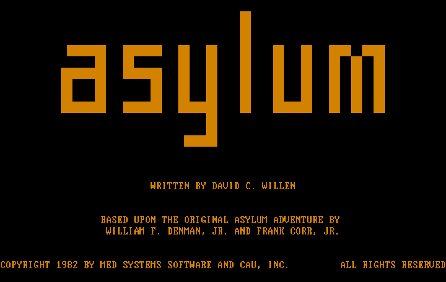 Asylum IBM PC/Compatibles Screenshot: Title screen.