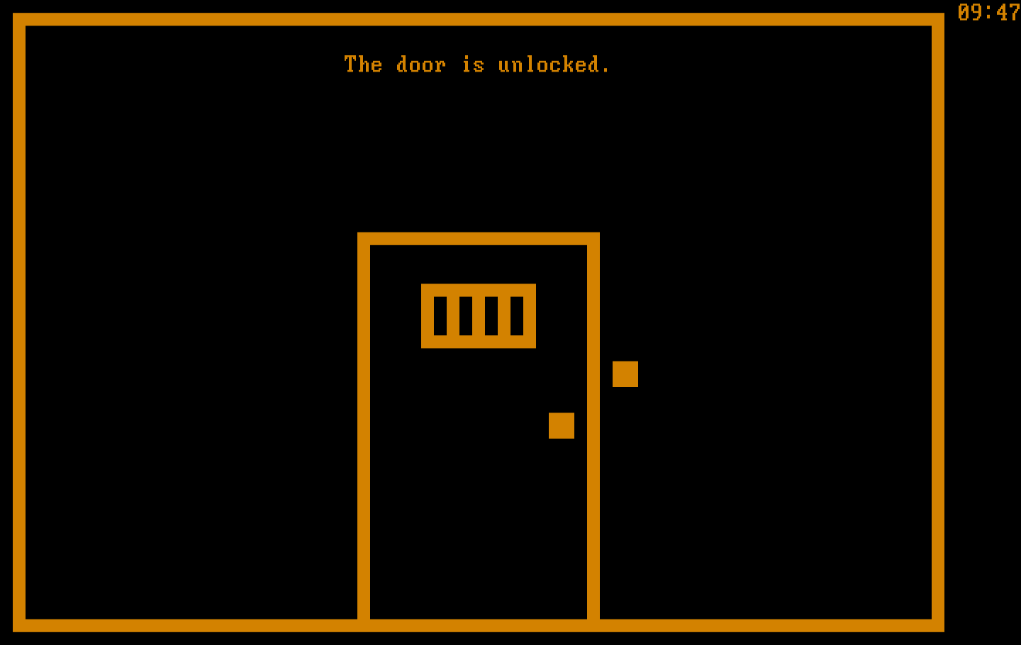 Asylum IBM PC/Compatibles Screenshot: The door is unlocked, time to leave again...