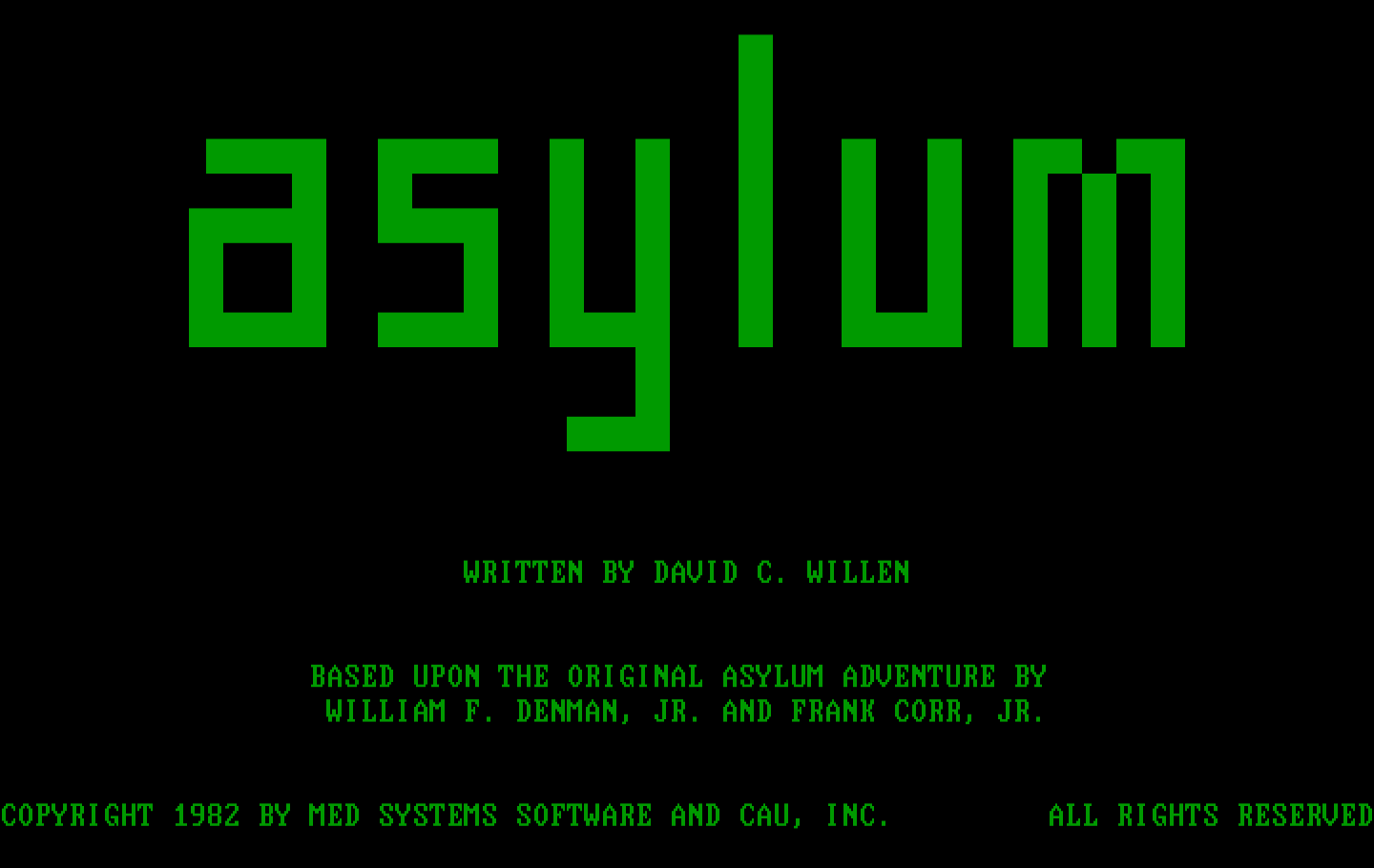 Asylum IBM PC/Compatibles Screenshot: Title screen.