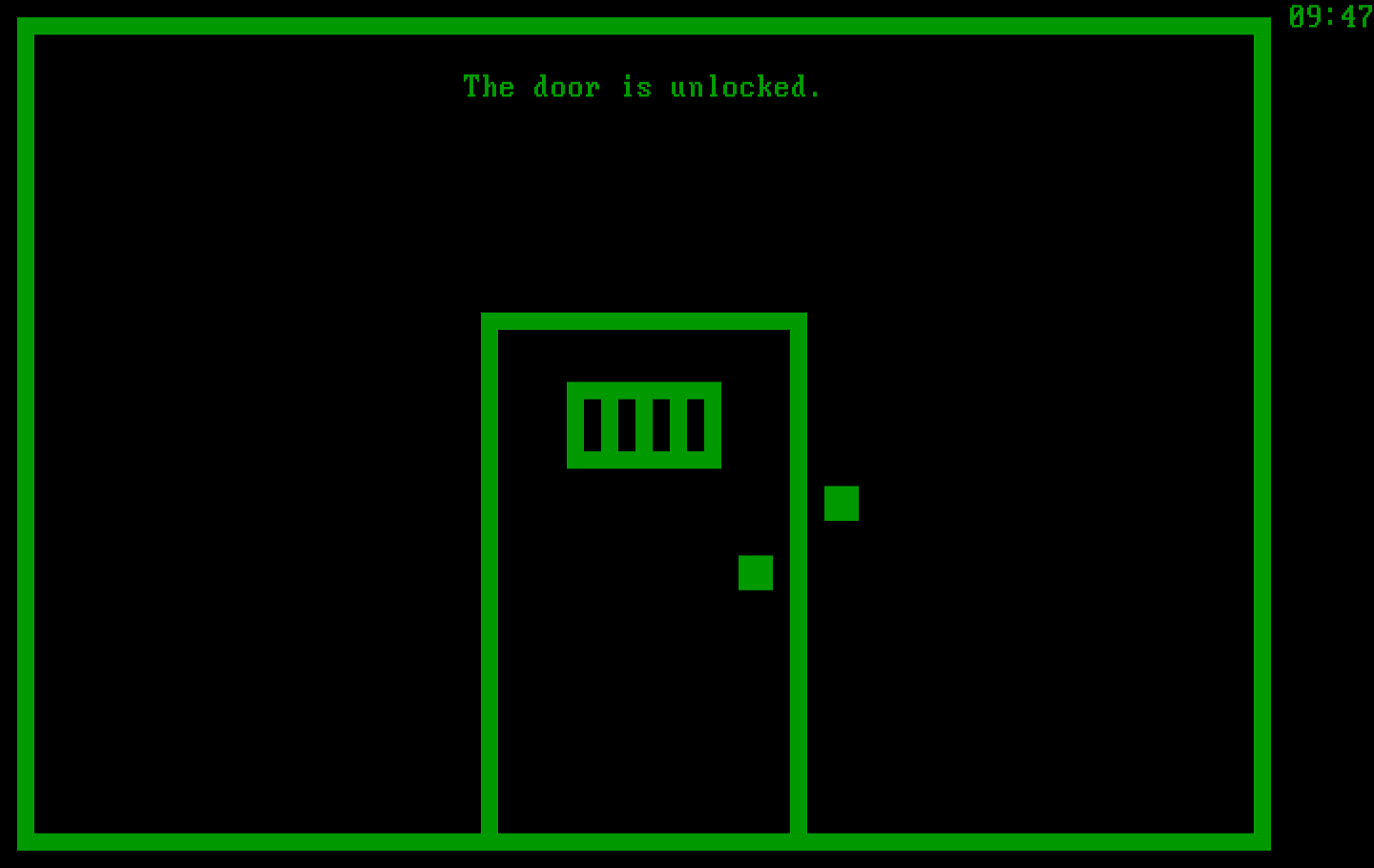 Asylum IBM PC/Compatibles Screenshot: The door is unlocked, time to leave again...