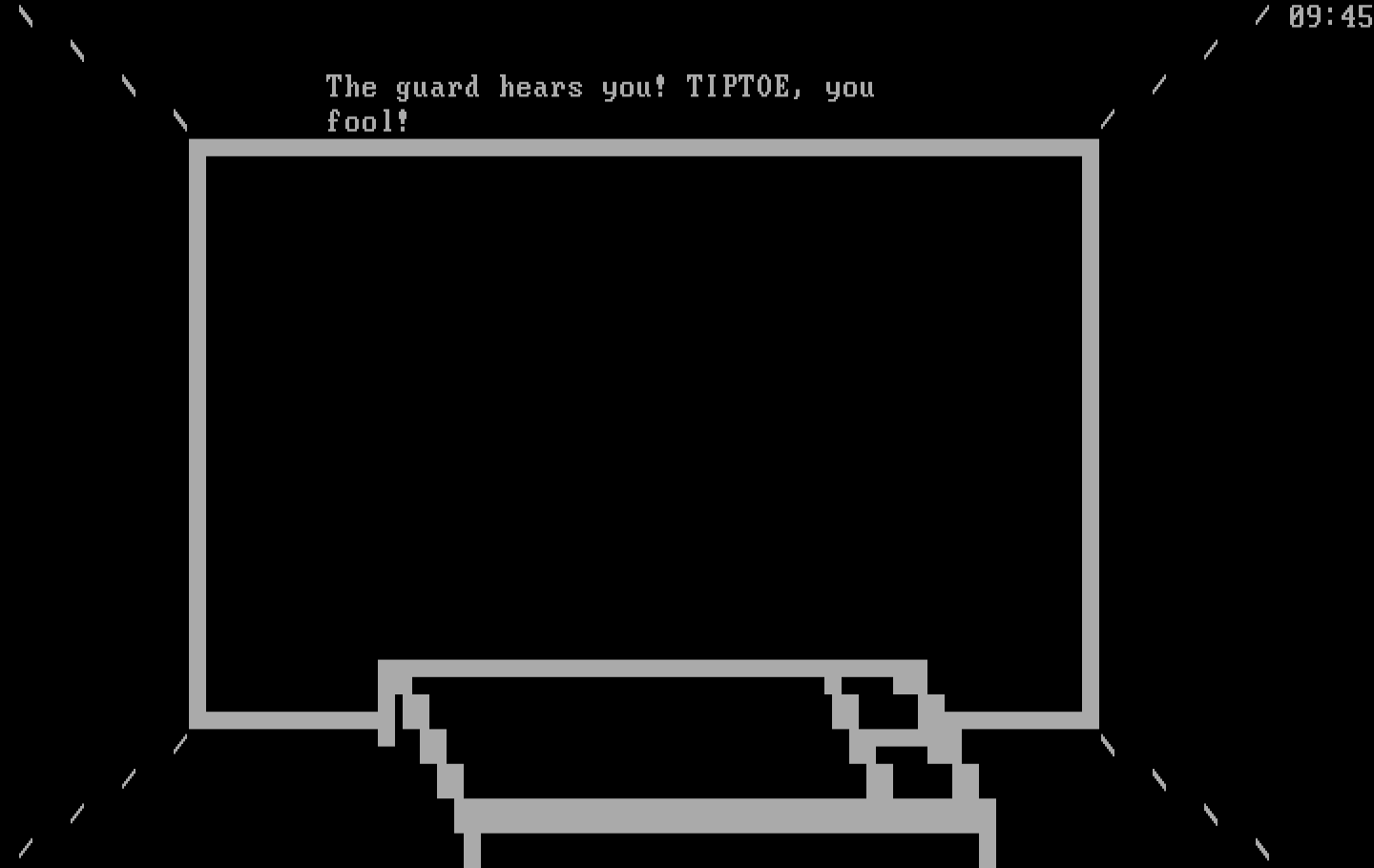 Asylum IBM PC/Compatibles Screenshot: I didn't tiptoe, so the guard caught me.