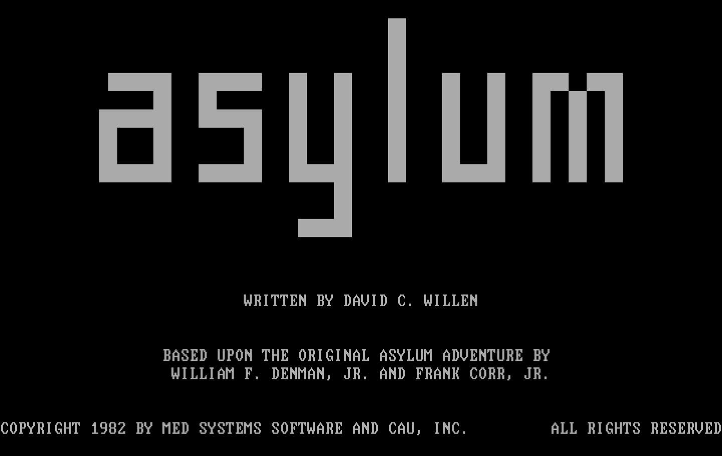 Asylum IBM PC/Compatibles Screenshot: Title screen.