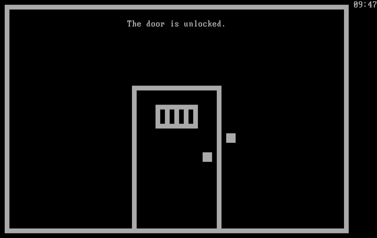 Asylum IBM PC/Compatibles Screenshot: The door is unlocked, time to leave again...
