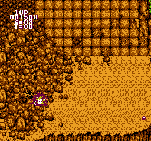 BreakThru NES / Famicom Screenshot: Crash! I failed to jump over this pile of rocks...