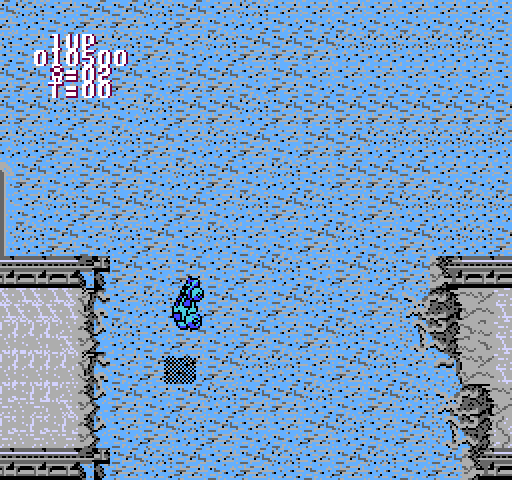 BreakThru NES / Famicom Screenshot: Jumping over a gap in the bridges.
