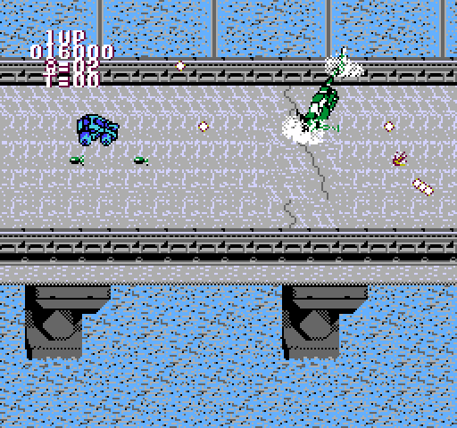 BreakThru NES / Famicom Screenshot: Facing an enemy helicopter!