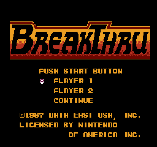 BreakThru NES / Famicom Screenshot: Title screen.
