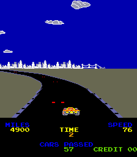 Driving Force Arcade Screenshot: Almost out of time...