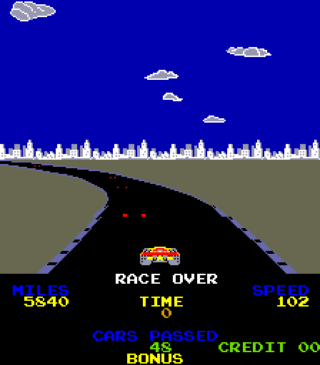 Driving Force Arcade Screenshot: Game over.