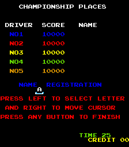 Driving Force Arcade Screenshot: A new high score!