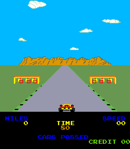 Driving Force Arcade Screenshot: Game start.