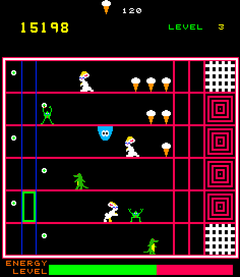 Glob, The Arcade Screenshot: You can hang on the ceiling then ambush opponents!